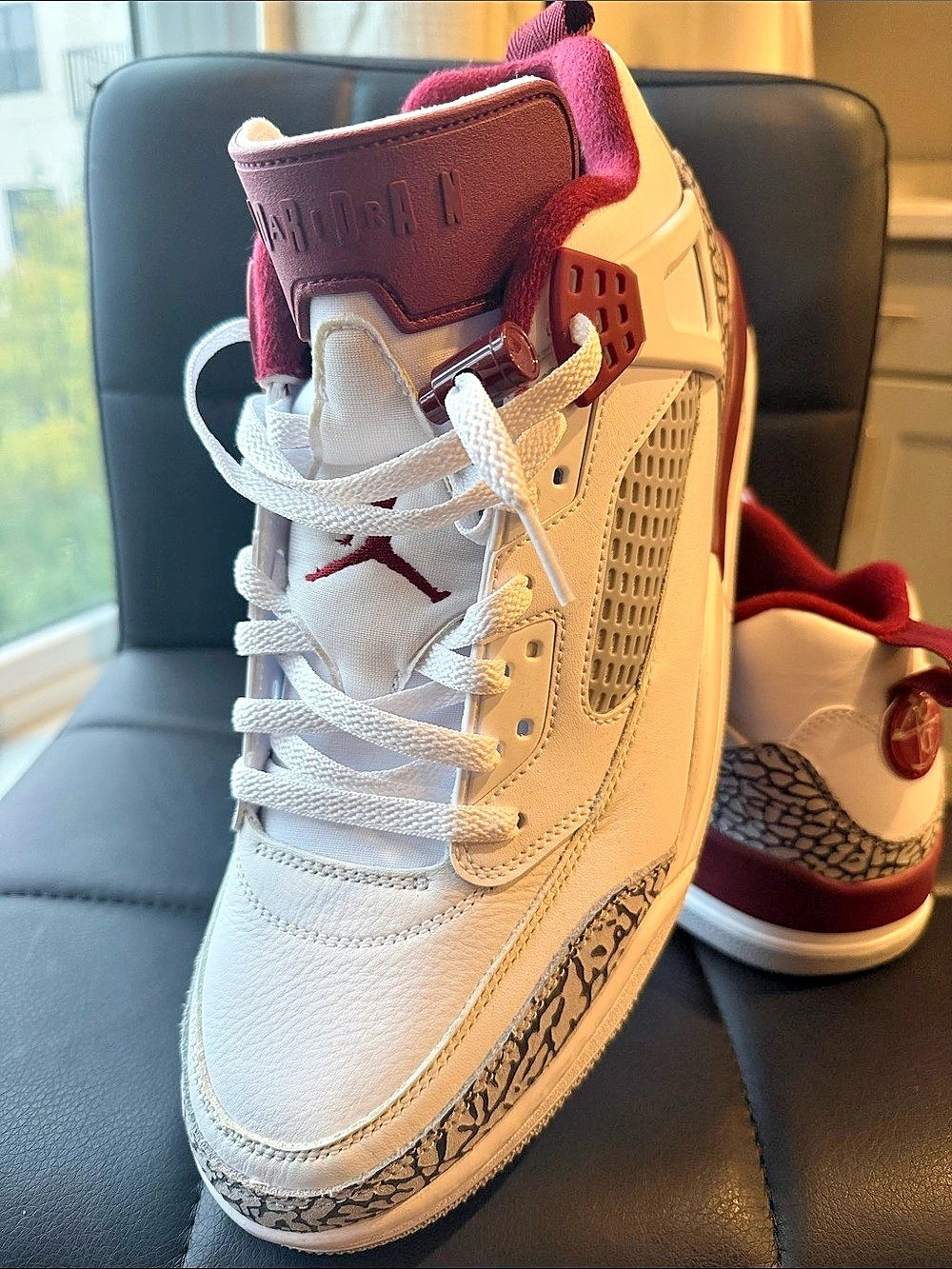 Jordan Spizike Low "Team Red" Sneakers in White & Red